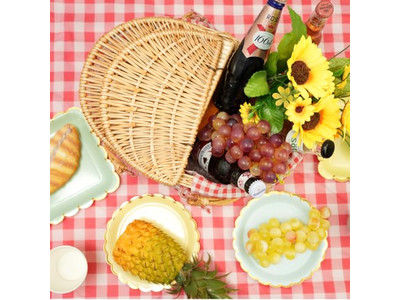 Cesta de Piquenique Grande Vazia de Vime com Cinta de Couro para Seis Pessoas Salgueiro Oval de Boa Qualidade