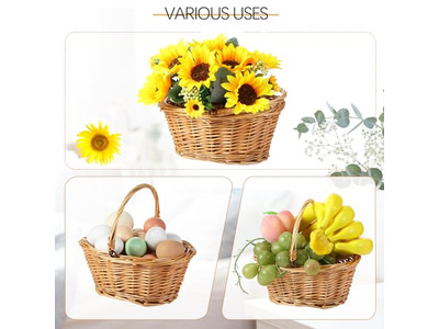 Conjuntos de Cesta de Piquenique Infantil para 6 Cesta de Plástico Brinquedo com Alça de Madeira Profunda