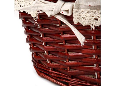 Cesta de Piquenique Isolada Redonda de Vime Vintage Preços Gravados Melhor Forro