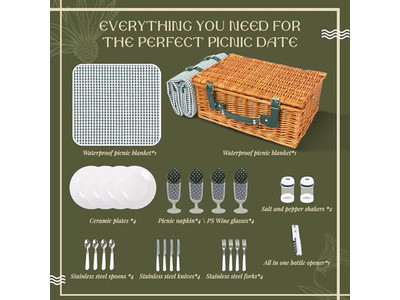 Conjunto de Cesta de Piquenique Mini Infantil de Vime Redonda para Parede 5