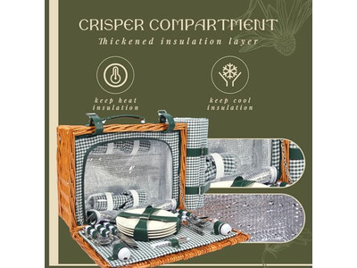 Conjunto de Cesta de Piquenique Mini Infantil de Vime Redonda para Parede 5