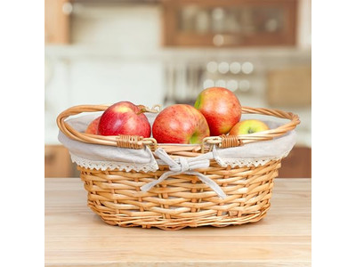 Cesta de Piquenique Amarela de Vime Grande ao Ar Livre Rosa com Tampa Isolada Grande