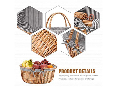 Cestas de Piquenique Isoladas de Vime Azul e Branco Cesta Infantil Rosa Perfeita