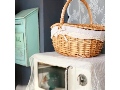 Cesta de Piquenique de Brinquedo com Comida Cestas Individuais de Vime Baratas Pequenas para Retirada