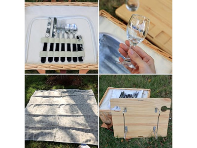 Cesta de Piquenique de Madeira Vintage em Forma de Coração Feita à Mão Grande Capacidade Suave